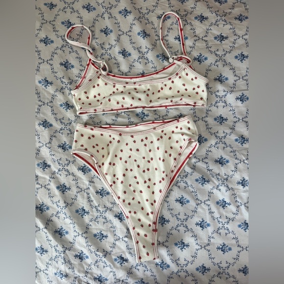 Frankies Bikinis | White and Red Swimwear - Picture 2 of 6